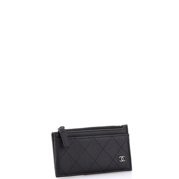 So Black CC Zip Card Holder Quilted Lambskin