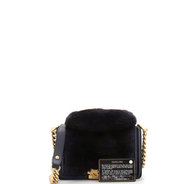 Top Handle Boy Flap Bag Fur Small
