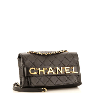 Logo Enchained Flap Bag Quilted Calfskin Medium