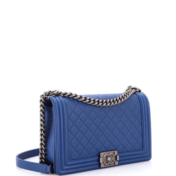 Boy Flap Bag Quilted Caviar New Medium