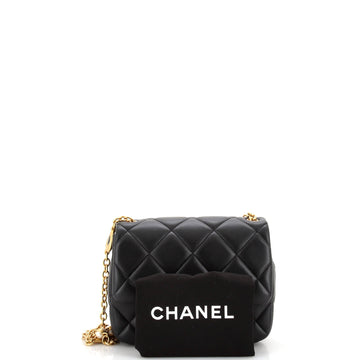 CC Enamel Pearl Charm Me Square Flap Bag Quilted Lambskin Mini