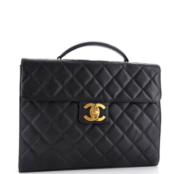 Vintage CC Briefcase Quilted Caviar Large