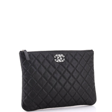 Woven Chain CC O Case Clutch Quilted Caviar Medium