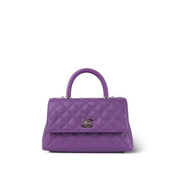 Purple leather Quilted Coco Handle Small Light Gold Hardware