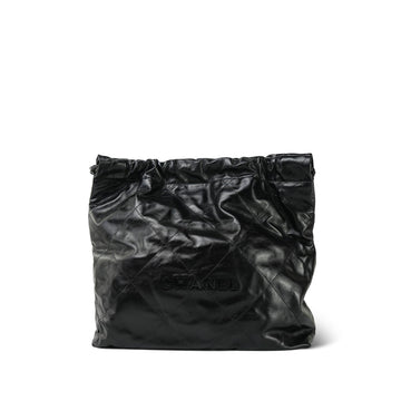 23C So Black leather Quilted 22 Hobo Bag Medium