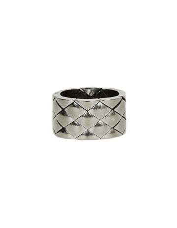 Chanel 18k White Gold Coco Crush Matelasse Thick Band Ring 52/6