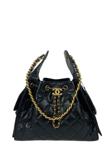 Chanel 2025 Black Leather Small 25 Hobo