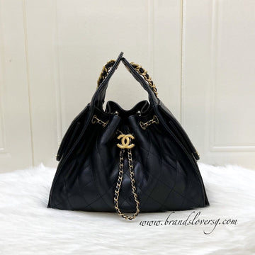 Chanel 25 Small Hobo Bag in Black Caviar and AGHW (Model: AS5293)