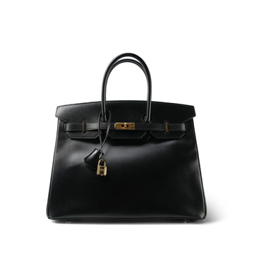 Birkin 35 Black Box leather  A Square Stamp