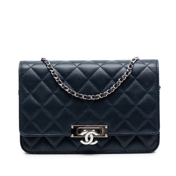 Golden Class Wallet on Chain Quilted Lambskin
