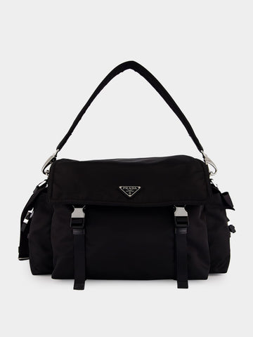 Black Explore Re-Nylon and Leather Bag