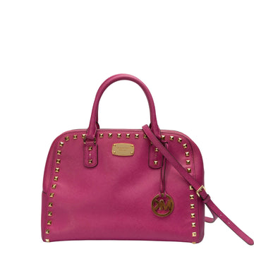 Michael Kors Studded Saffiano Pink Satchel
