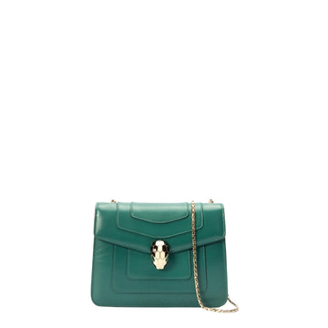 Bvlgari Green Leather Small Serpenti Forever Shoulder Bag