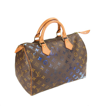 Upcycled Louis Vuitton Speedy 30 Monogram Leather/canvas - Blue Specter