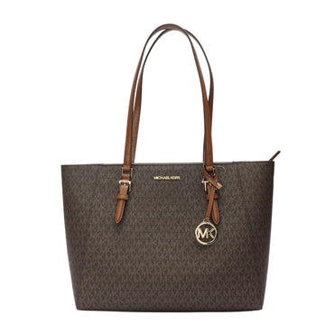 Michael Kors Charlotte Brown Logo Canvas Tote
