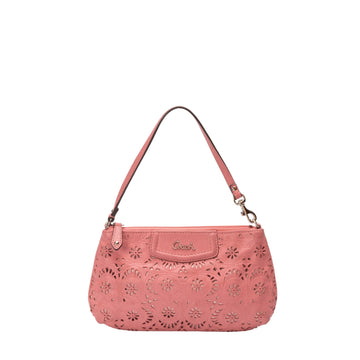 Coach Pink Ashley Floral Perforated Baguette