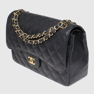 Black Jumbo Classic Leather Double Flap Bag w/ GHW