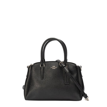 Coach Black Grained Leather Sage Carryall Satchel