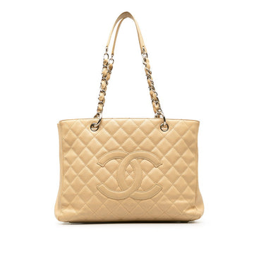 Top Quality Chanel Matrasse Chain Tote Bag Beige Silver Leather S  Chanel