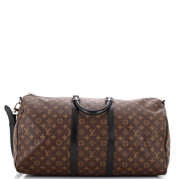 Keepall Bandouliere Bag Macassar Monogram Canvas 55