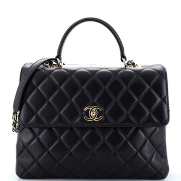 CHANEL Trendy CC Top Handle Bag Quilted Lambskin Large