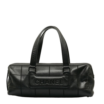 Top Quality Chanel Chocolate Bar Logo Mini Boston Bag Handbag Black Leather S  CHANEL