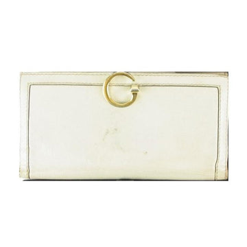 Gucci White Leather With Gold G Hinge Closure Vintage Wallet