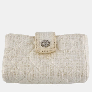White Fabric Leather O Case CC Clutch Bag