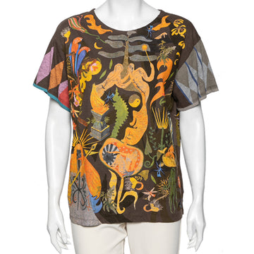 Dior Brown Printed Cotton Short Sleeve T-Shirt