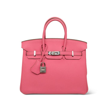 Birkin 25 Rose Lipstick Togo Palladium Plated Q Square Stamp
