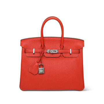 Birkin 25 Capucine Veau Togo Palladium Plated Q Square Stamp
