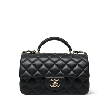 23A Black leather Quilted Mini Top Handle LGHW