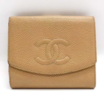 Top Quality Chanel Leather Skin Bifold Wallet Beige