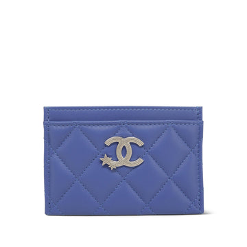 24C Blue leather Quilted CC Stars Card Holder SHW