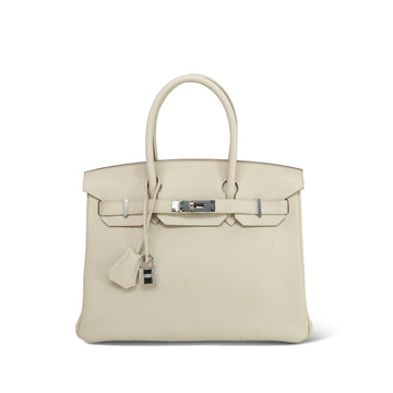 Birkin 30 Craie Veau Togo Palladium Plated X Stamp