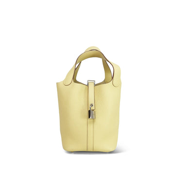 Picotin Lock 18 Jaune Poussin leather Palladium Plated X Stamp