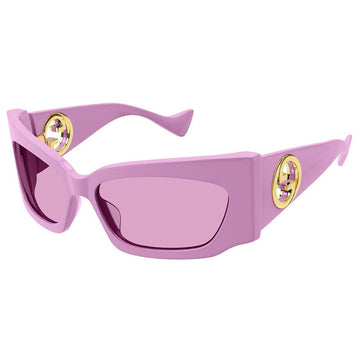 Gucci Geometric Full Rim, with a Light Blue frame and Silver Mirror lens.