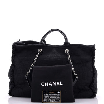 Double Face Deauville Tote Fringe Quilted Canvas Large