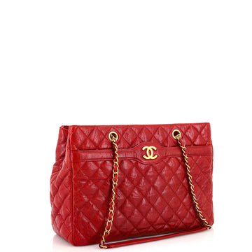 Two Tone Shopping Tote Quilted Caviar Large