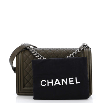 So Black Boy Flap Bag Quilted Caviar New Medium