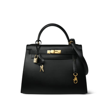 Kelly Sellier 28 Black Box leather  V Stamp