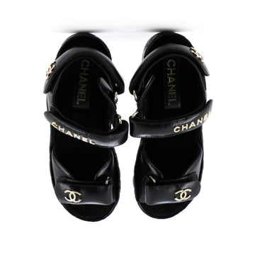 Women's Logo Velcro Strap Wedge Sandals Quilted Metallic Leather