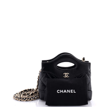 31 Shopping Bag Clutch with Chain Quilted Calfskin Nano