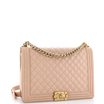 Boy Flap Bag Quilted Caviar Large