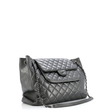 Classic Flap Shopping Tote Quilted Lambskin Large