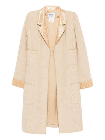 Beige Wool Bouclé Golden Lamè Coat