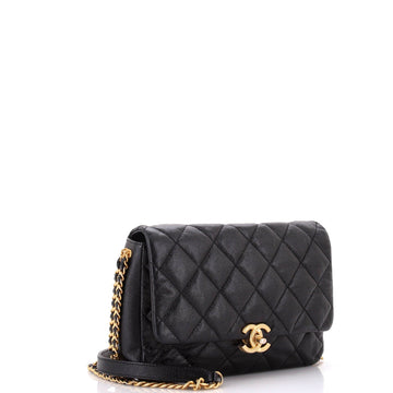 Chain Melody Flap Bag Quilted Caviar Medium