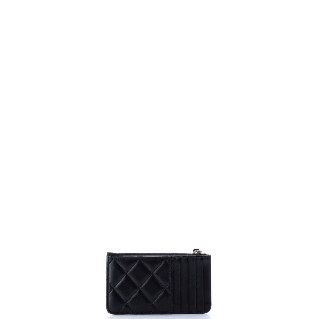 Flap Zip Card Holder Quilted Lambskin