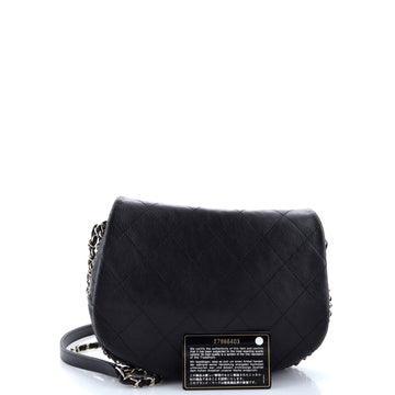 Chain Around Saddle Flap Bag Quilted Calfskin Small