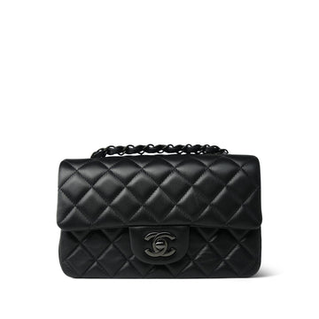 So Black leather Quilted Mini Rectangular Flap